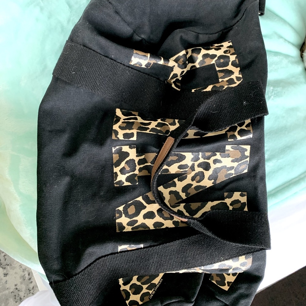 Victoria’s Secret pink duffel bag leopard print
